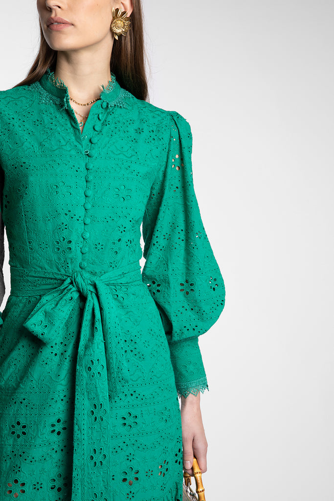 Celeste Emerald Broderie Dress