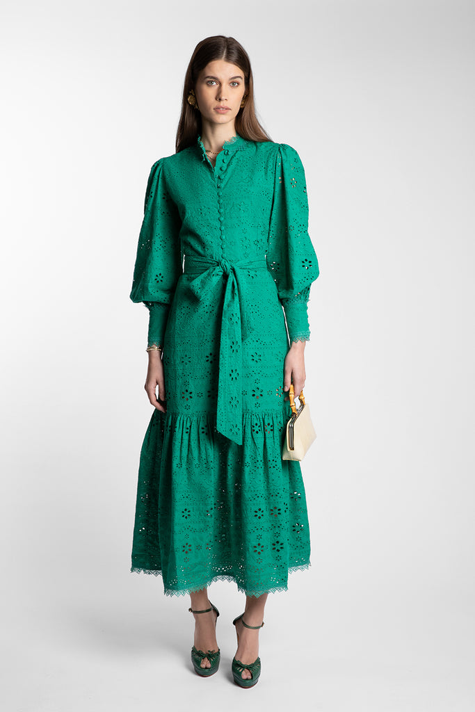 Celeste Emerald Broderie Dress