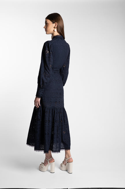 Celeste Navy Broderie Dress Beulah London