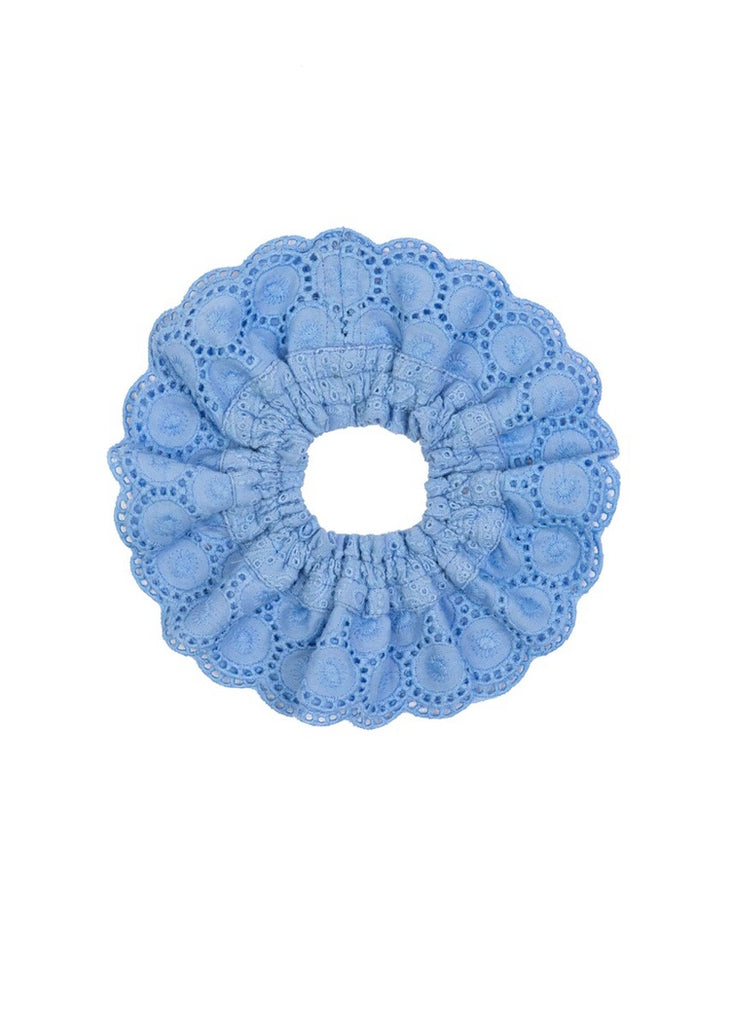 Blue Broderie Scrunchie