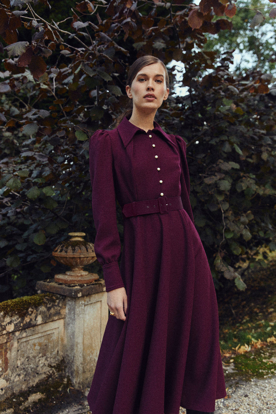 Ahana Burgundy Long Sleeve Dress – Beulah London