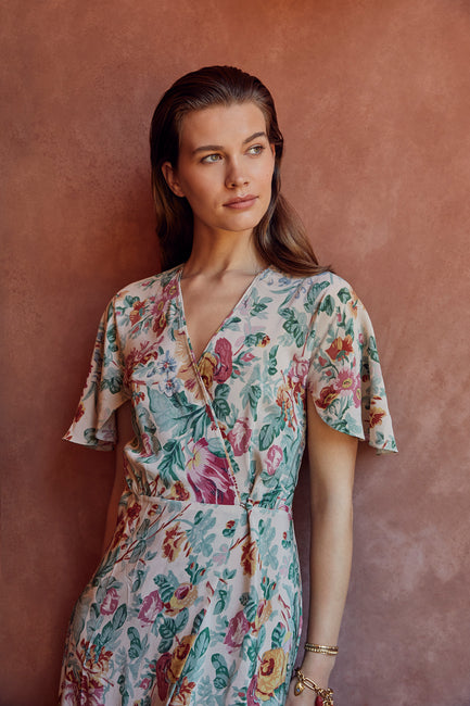 Vintage floral wrap dress top