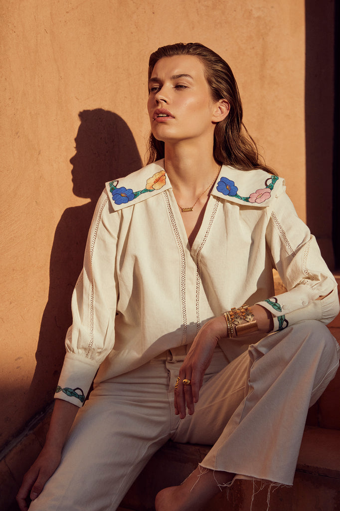 Vera Floral Appliqué Blouse