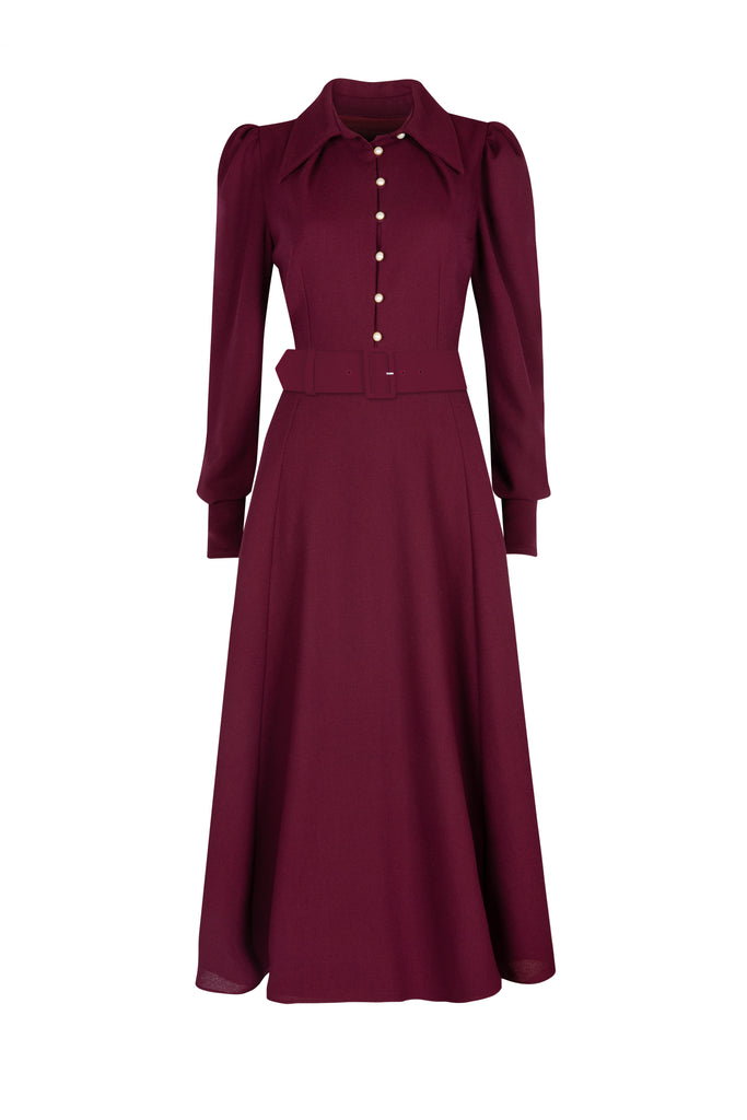 Ahana Burgundy Long Sleeve Dress